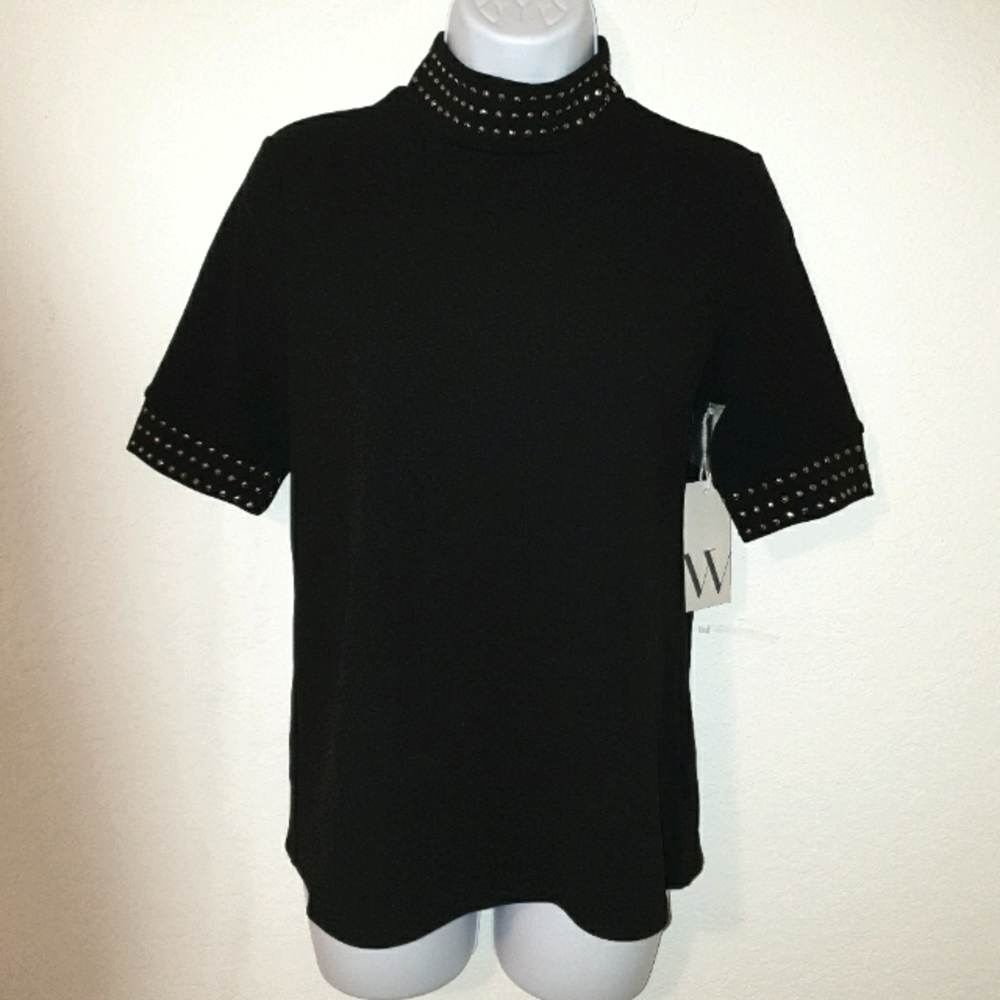 Black top with silver rhinestones